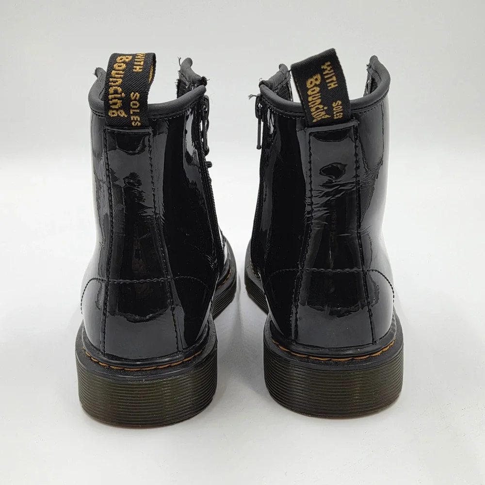 Dr. Martens 8-Eye Combat Boot 1460J Side Zip Gloss Black Junior Kids 4M